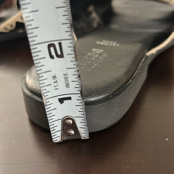 Lottini Made in Italy Leather Black Beige CrissCross Rafia Trim Leather Sandals - Picture 16 of 17